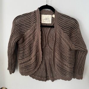 Anthropologie X Angel Of The North Taupe Knit Shrug Sz M